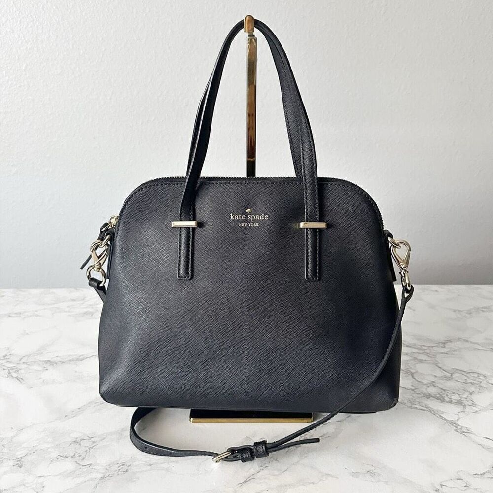 Kate Spade Cedar Street Maise Satchel Bag Black Saffiano Leather Crossbody Purse